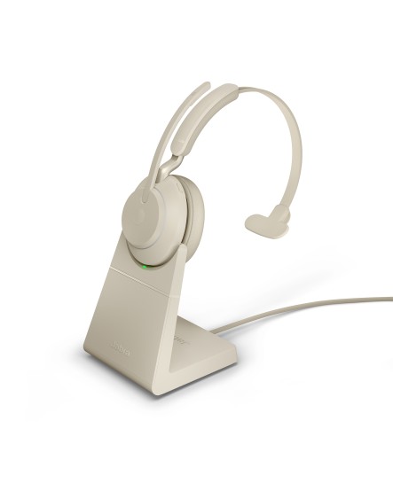 Jabra Evolve2 65 UC inklusive laddställ USB-A beige mono headset