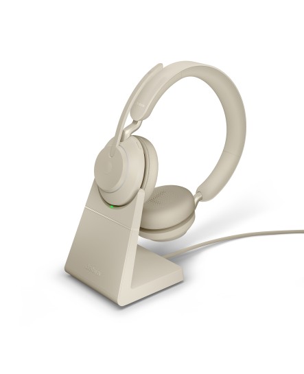 Jabra Evolve2 65 UC inklusive laddställ USB-A beige stereo headset