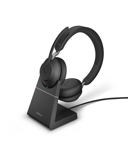 Jabra Evolve2 65 UC inklusive laddställ USB-A svart stereo headset