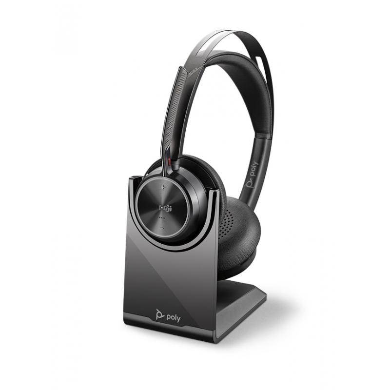 Poly V7200 Voyager Focus 2 UC-M USB-C med laddställ stereo bluetooth headset