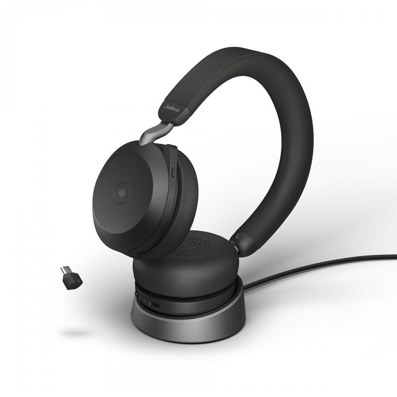 Jabra Evolve2 75 MS link380 USB-C stand svart stereo headset