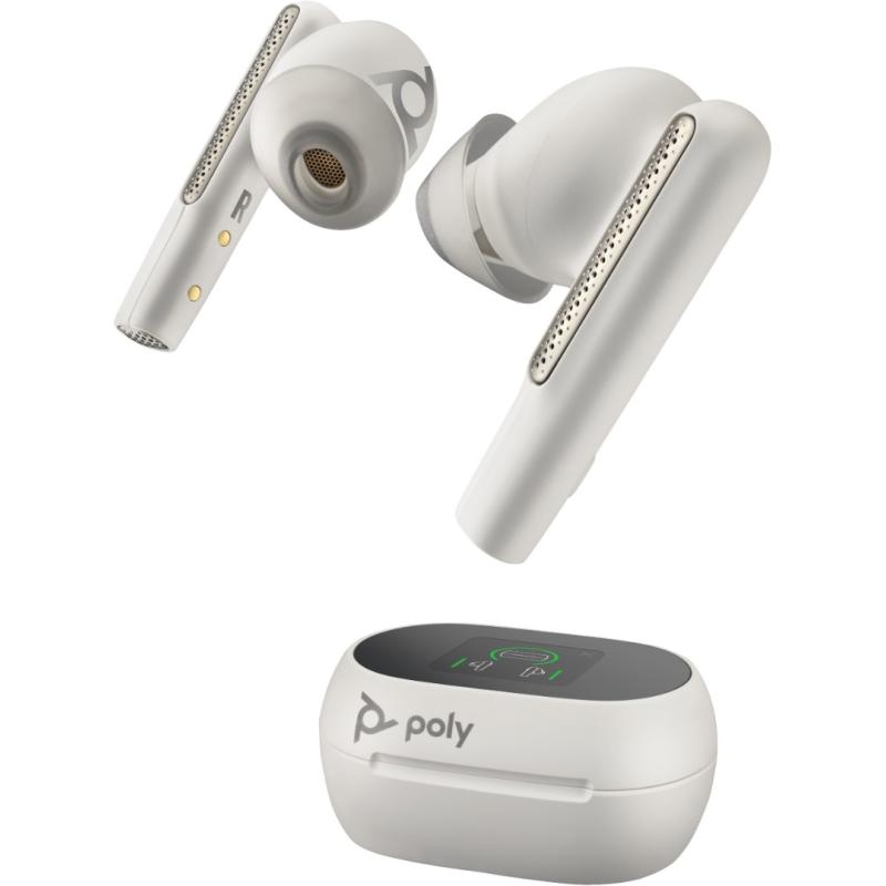 Poly Voyager Free 60+ UC vitt laddningsfodral med pekskärm BT700 USB-A-adapter