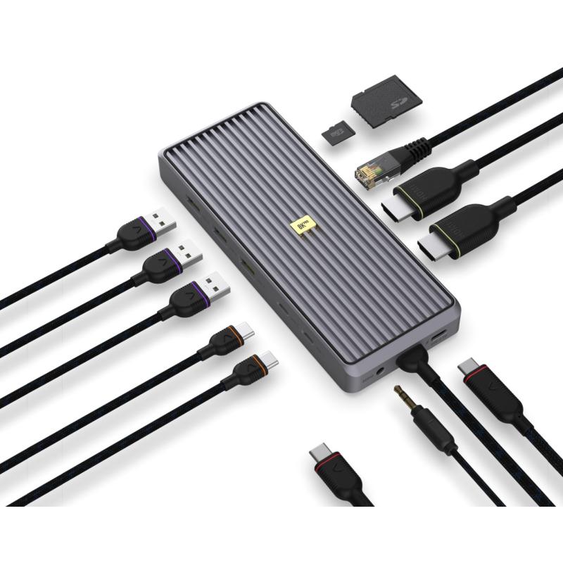 Unisynk 8K 12-portars grå USB-C hub