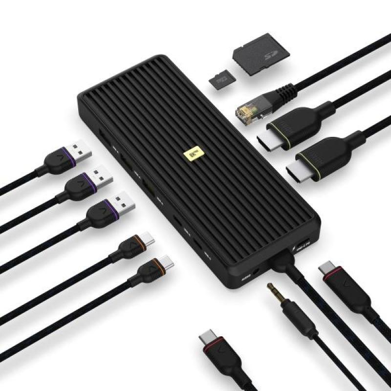 Unisynk 8K 12-portars svart USB-C hub